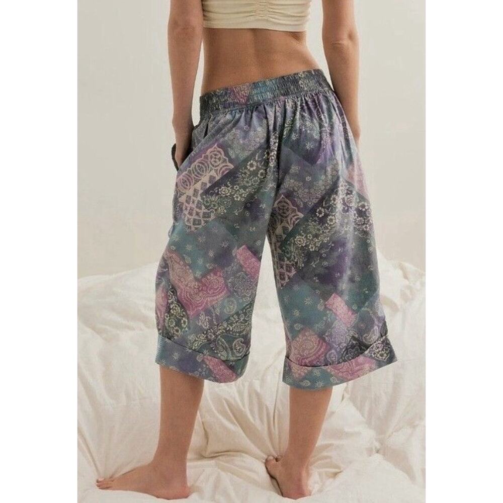 Free People Intimately Bedside Babe Bermuda Shorts Printed Cotton Paisley XS - Picture 11 of 15